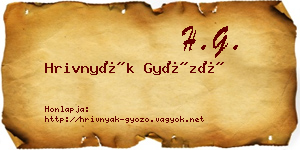 Hrivnyák Győző névjegykártya